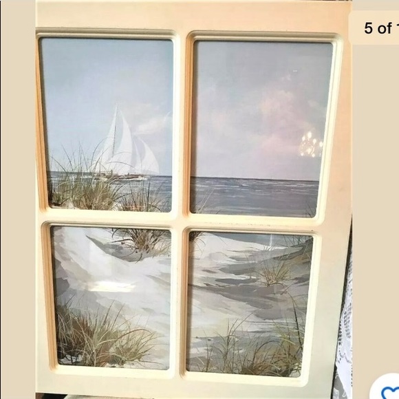 Wood Window Frame Wall Hanging Seashore Shabby - Picture 5 of 8
